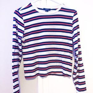 striped forever 21 long sleeve crop top
